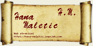 Hana Maletić vizit kartica